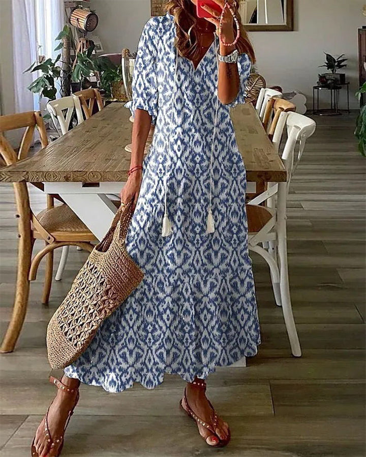 Elara™ – Relaxed Print Midi Dress