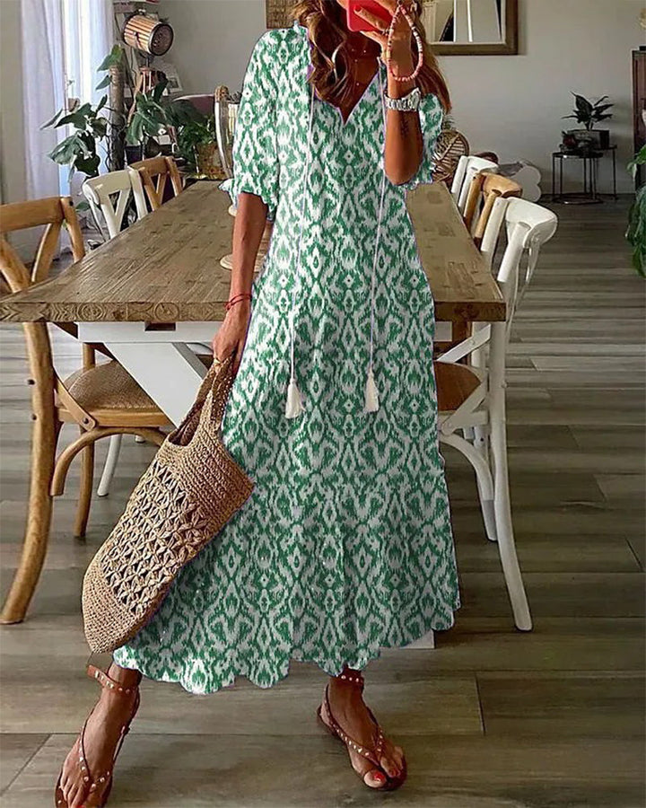 Elara™ – Relaxed Print Midi Dress