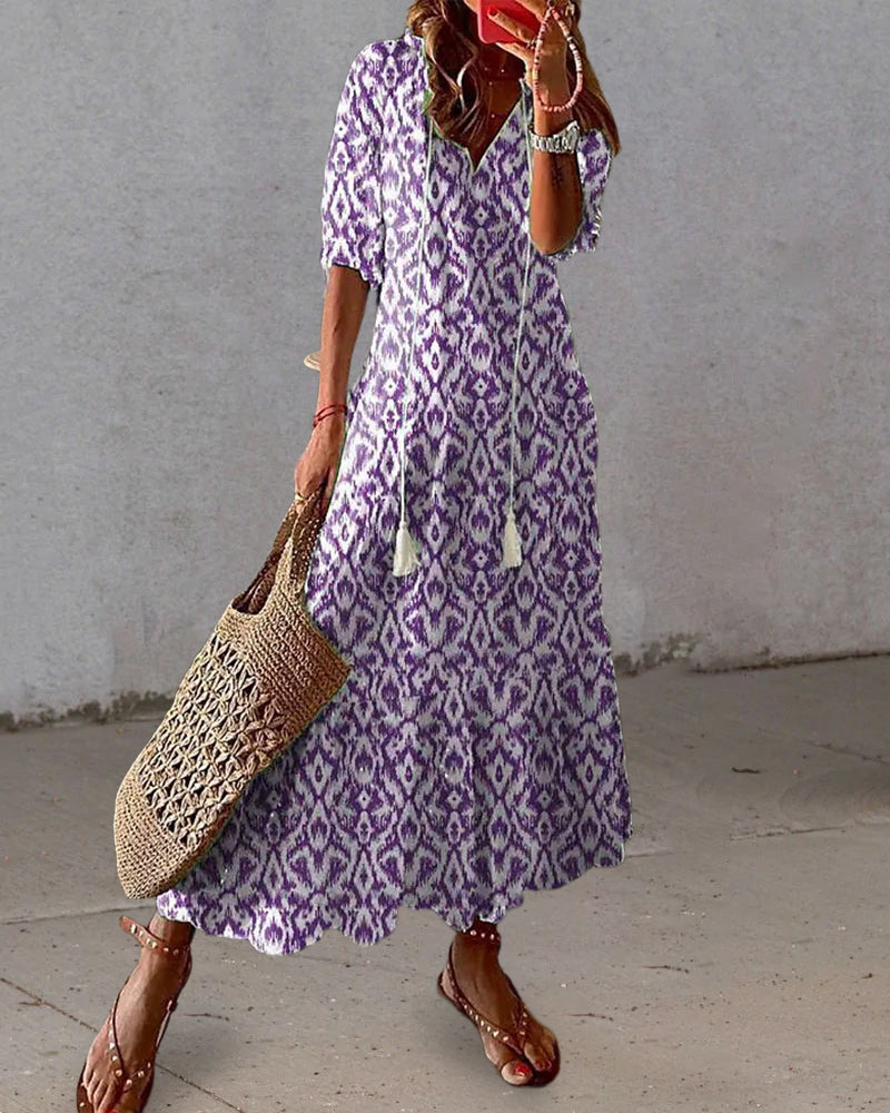 Elara™ – Relaxed Print Midi Dress