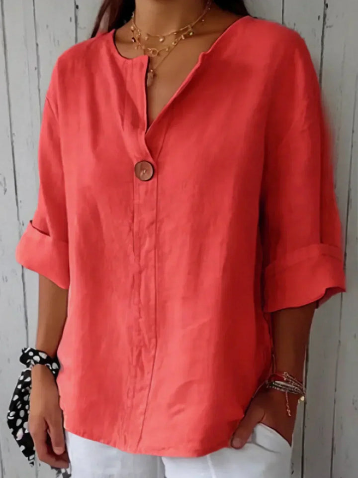 Nora™ – Minimal Linen Button Blouse