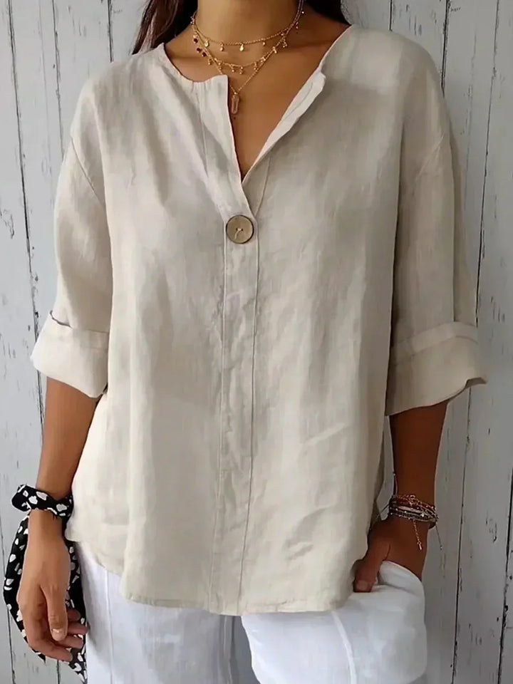 Nora™ – Minimal Linen Button Blouse