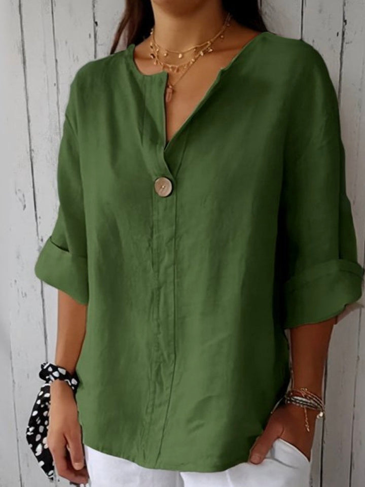 Nora™ – Minimal Linen Button Blouse