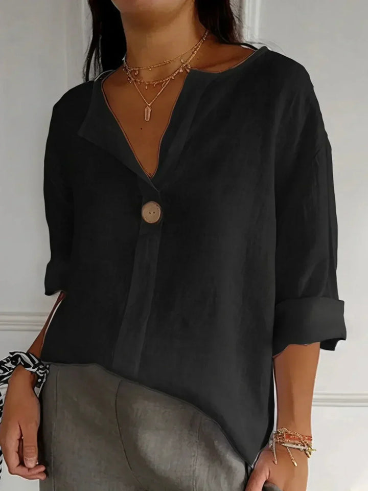 Nora™ – Minimal Linen Button Blouse