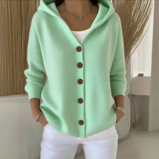Lynara™ Buttoned Knit Hoodie