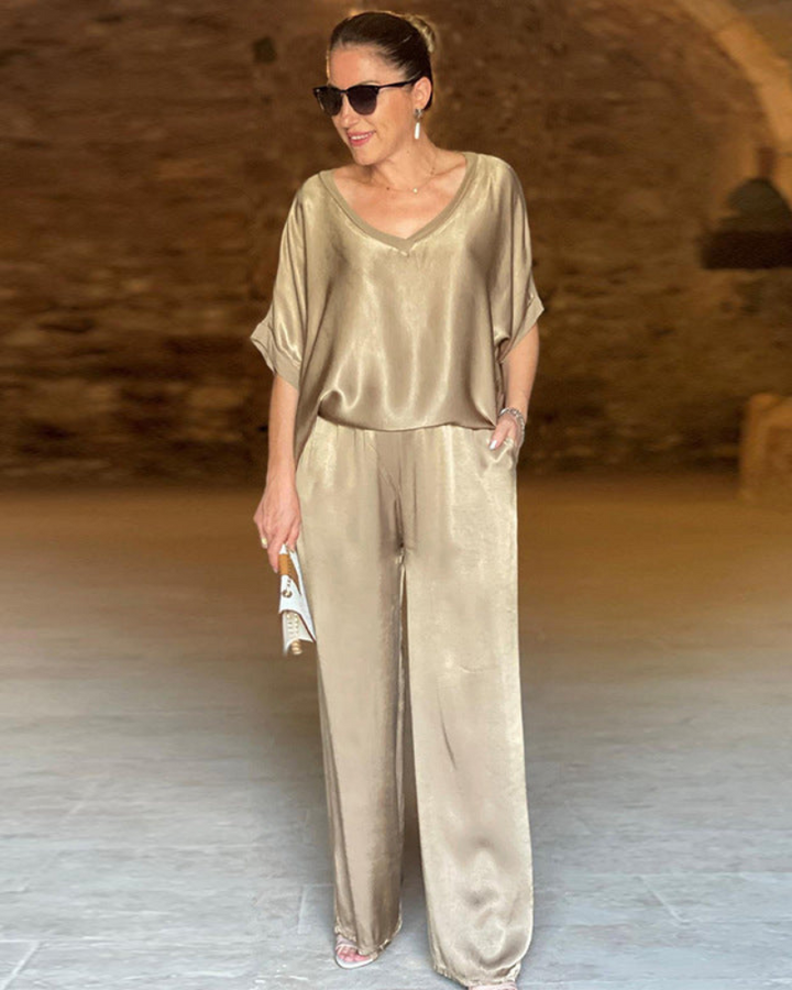 Lunara™ – Satin V-Neck Set