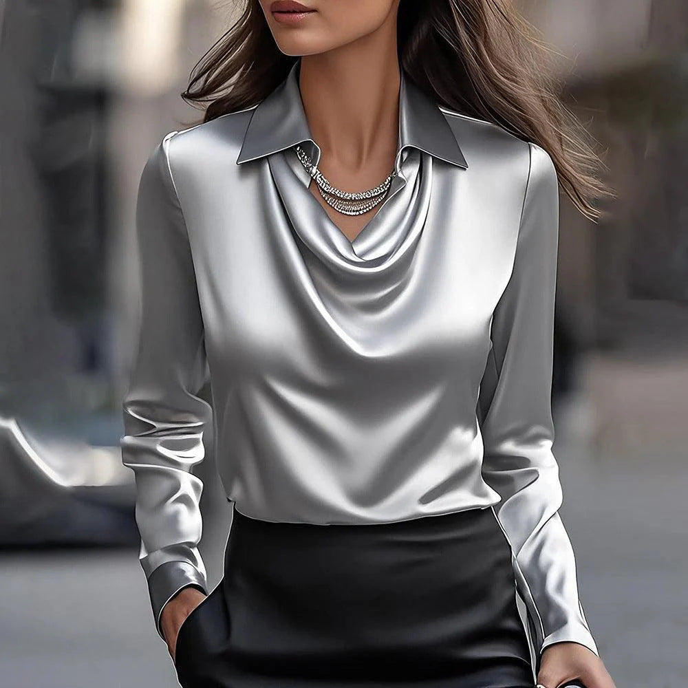 Camille™ – Satin Drape Collar Blouse