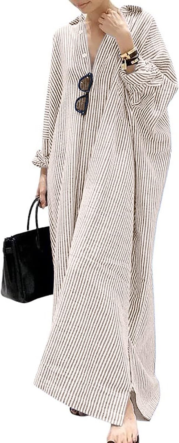 Zarivelle™ Flowing Maxi Shirt Dress