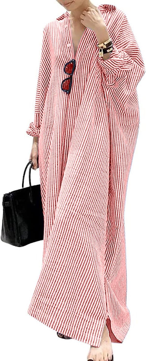 Zarivelle™ Flowing Maxi Shirt Dress