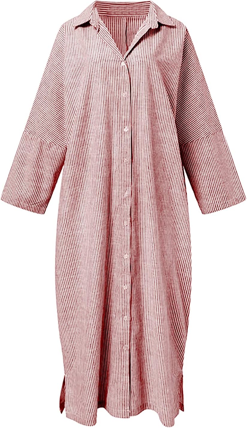 Zarivelle™ Flowing Maxi Shirt Dress