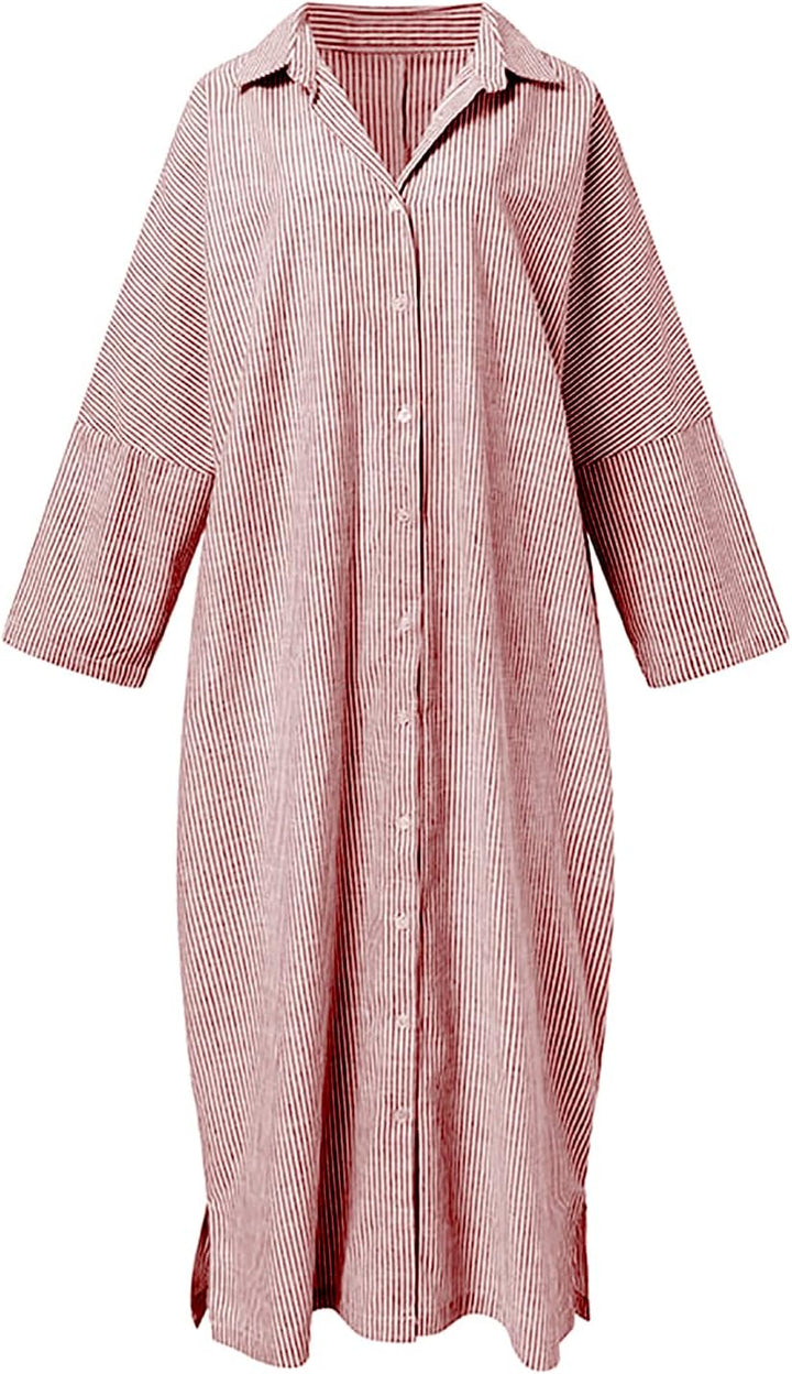 Zarivelle™ Flowing Maxi Shirt Dress
