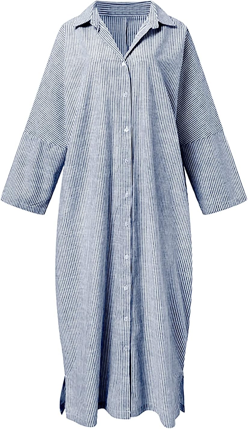 Zarivelle™ Flowing Maxi Shirt Dress