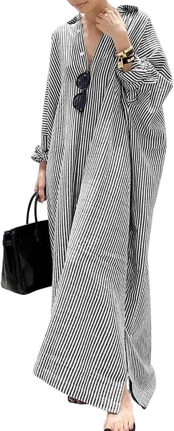 Zarivelle™ Flowing Maxi Shirt Dress
