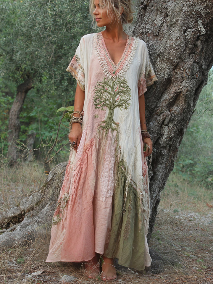 Elowen – Maxi Dress with Embroidered Tree
