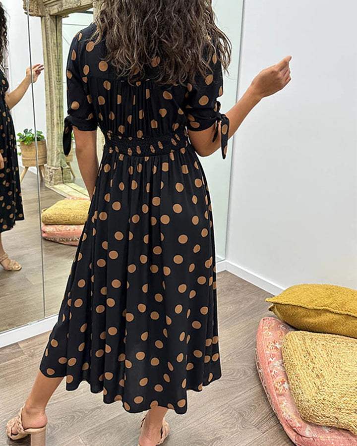 Zeravyn™ Polka Dot Midi Dress