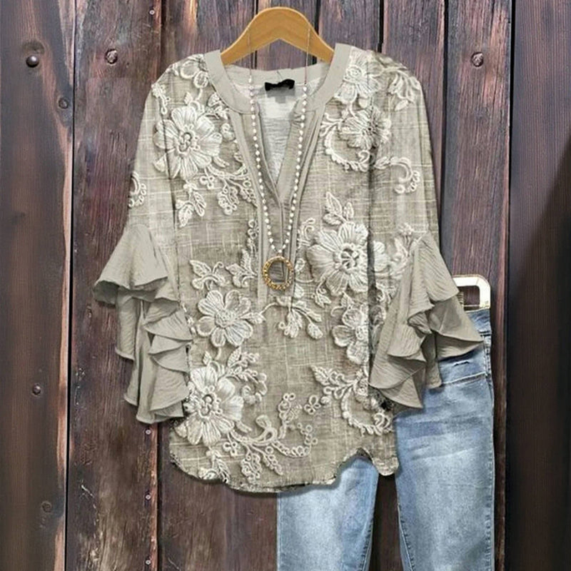 Callie™ – Embroidered Ruffle Sleeve Blouse