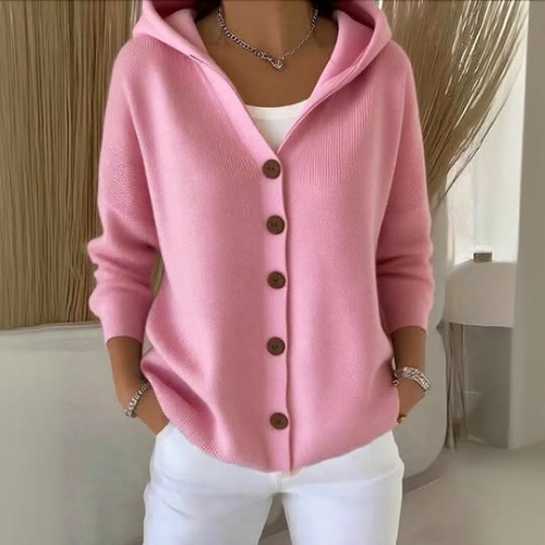 Lynara™ Buttoned Knit Hoodie