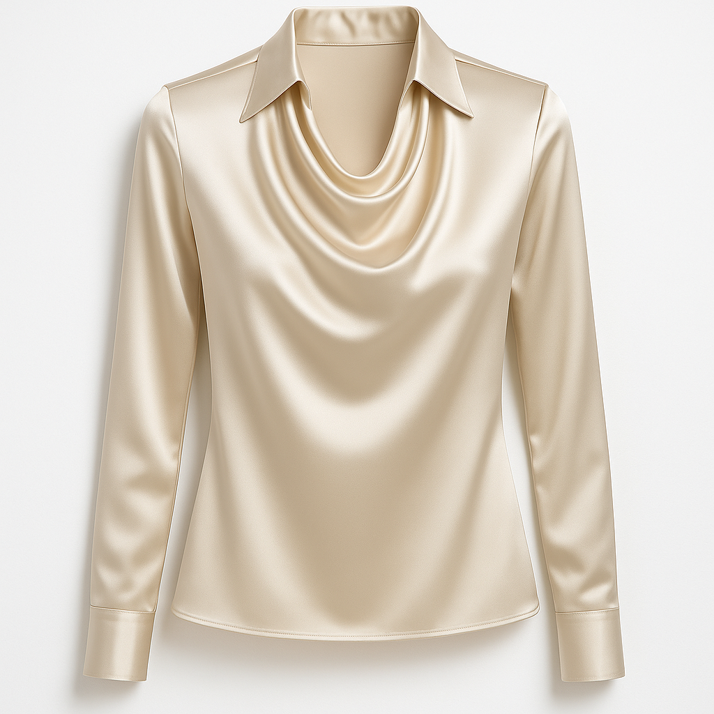 Camille™ – Satin Drape Collar Blouse