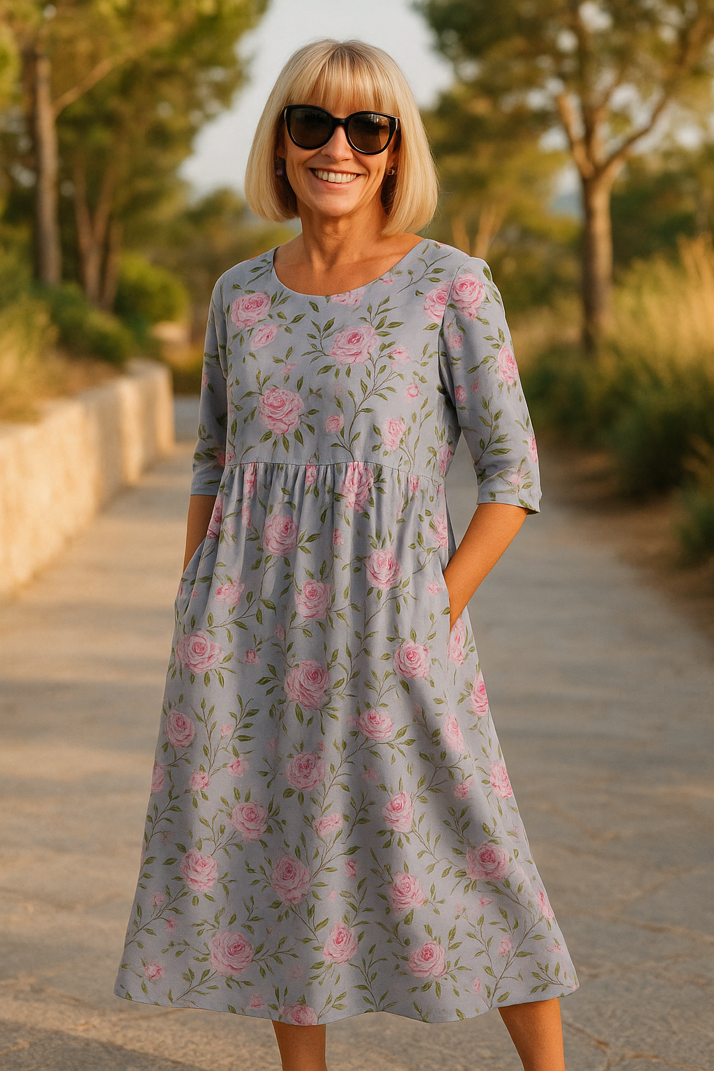 Evalina™ Timeless Floral Midi Dress