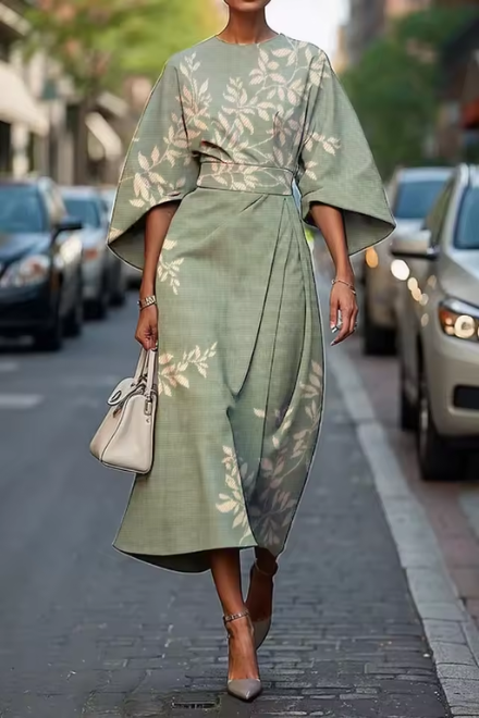 Maravine™ Elegant Floral Midi Dress
