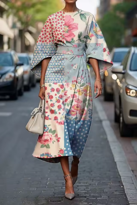 Maravine™ Elegant Floral Midi Dress