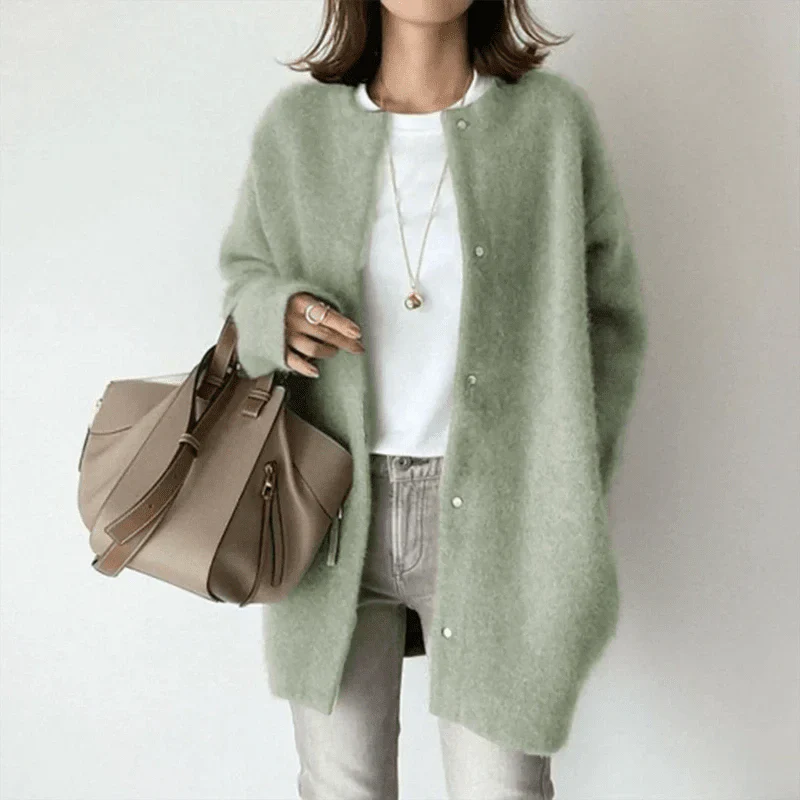 Elle™ – Minimalist Wool Blend Cardigan