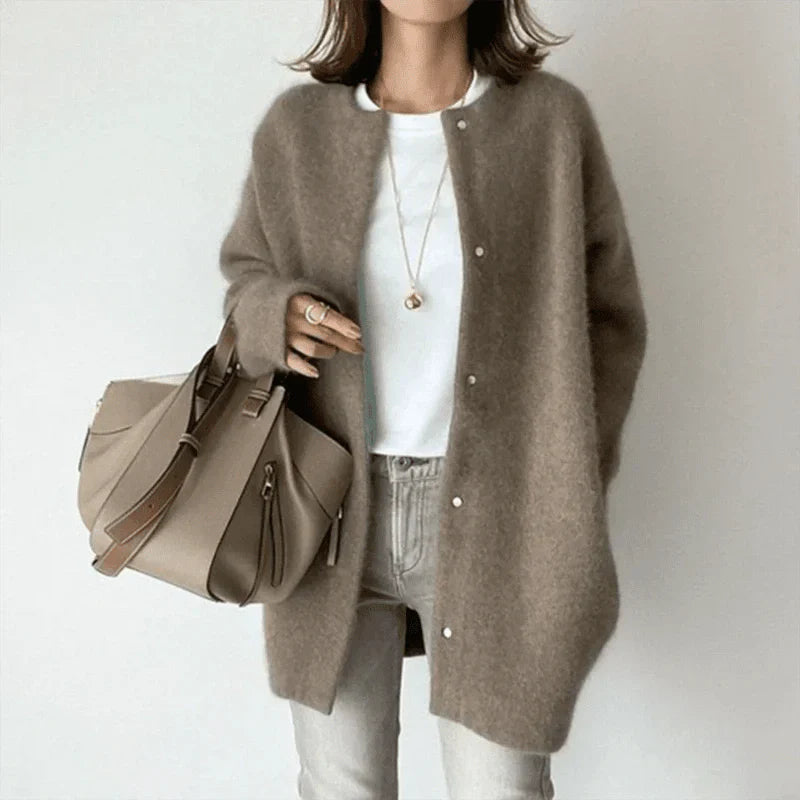 Elle™ – Minimalist Wool Blend Cardigan