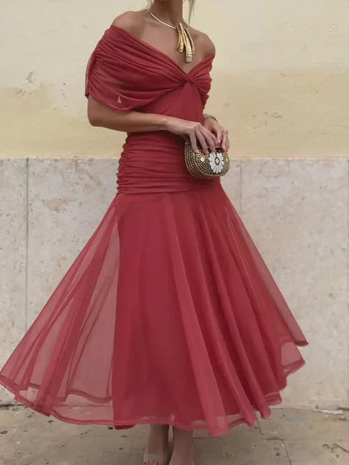 Elarine™ Off-Shoulder Midi Dress