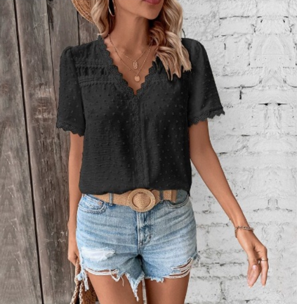 Veloura™ Lace Trim Blouse