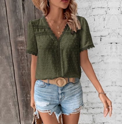 Veloura™ Lace Trim Blouse