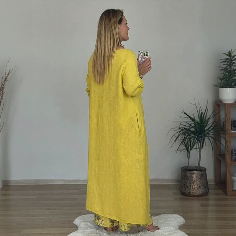 Elyndra™ Long Blouse & Floral Pants Set