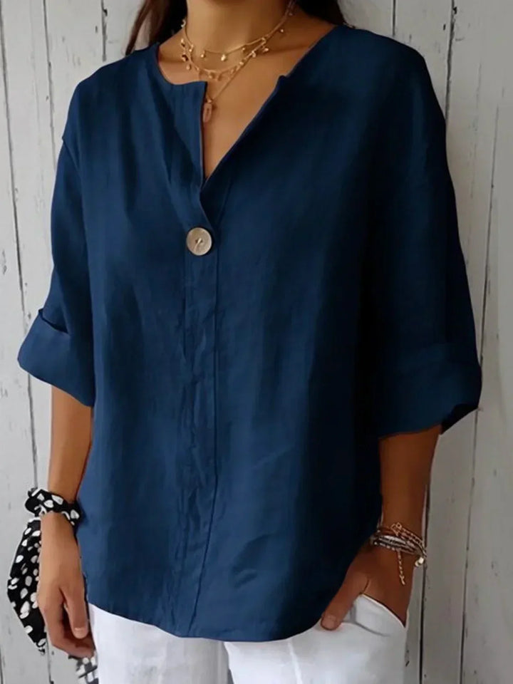 Nora™ – Minimal Linen Button Blouse