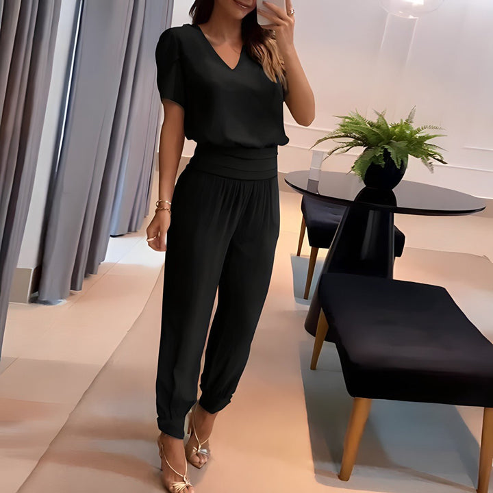 Soleia™ – Cropped Button Shirt & Wide-Leg Pants Set