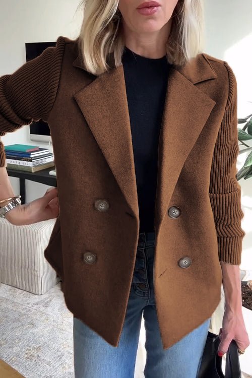 Margot – Knit-Sleeve Double-Breasted Blazer