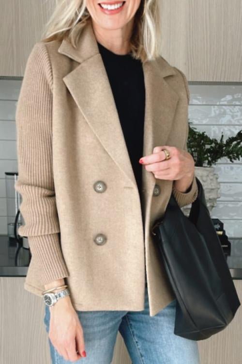Margot – Knit-Sleeve Double-Breasted Blazer