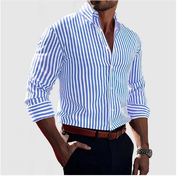 Marvion™ Striped Button-Up Shirt