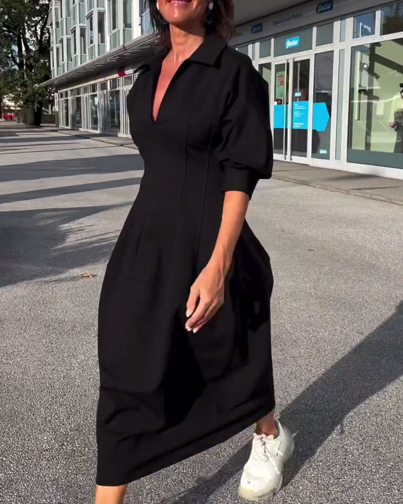 Mara™ – Collared Utility Midi Dress