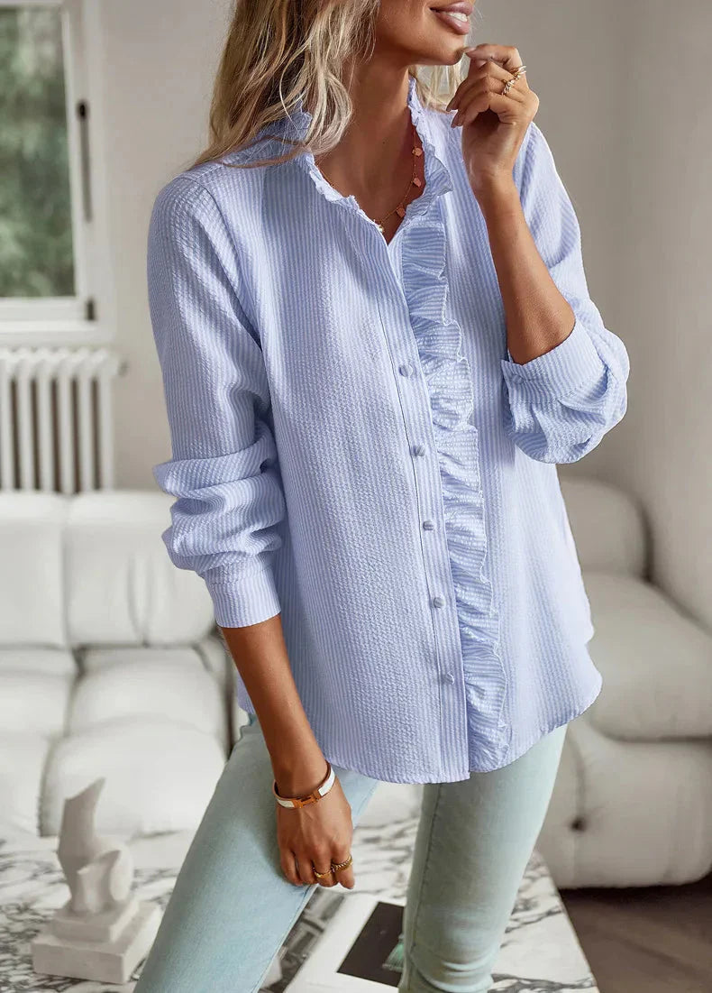 Alviera™ Ruffle Button Blouse