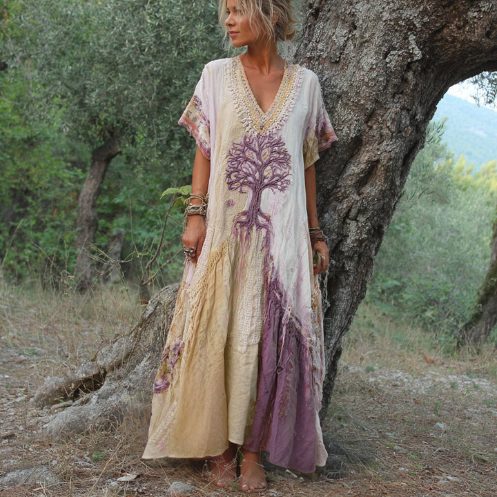 Elowen – Maxi Dress with Embroidered Tree