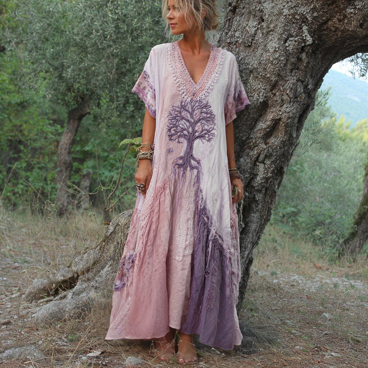 Elowen – Maxi Dress with Embroidered Tree