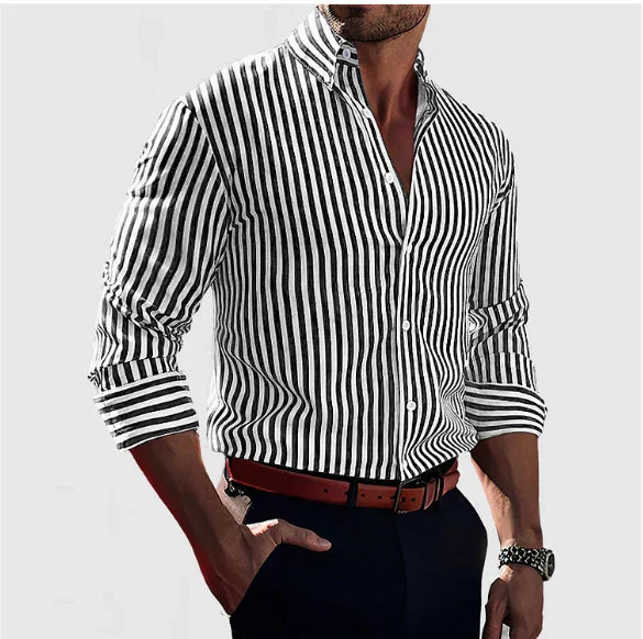Marvion™ Striped Button-Up Shirt