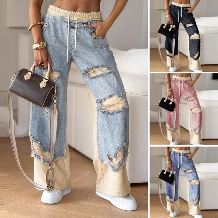 Rivayne™ Patchwork Denim Wide Leg Pants
