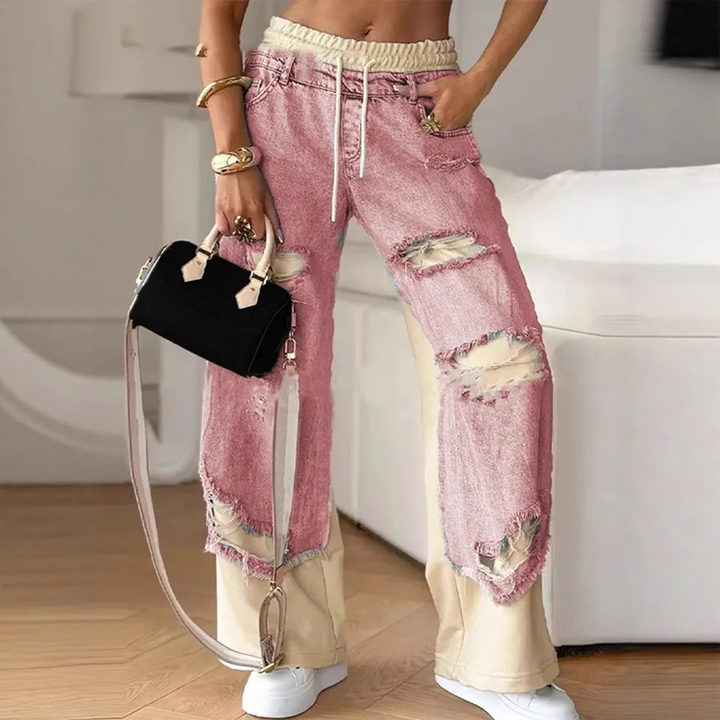 Rivayne™ Patchwork Denim Wide Leg Pants