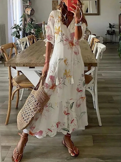 Elara™ – Relaxed Print Midi Dress
