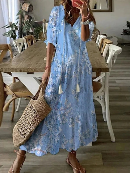 Elara™ – Relaxed Print Midi Dress