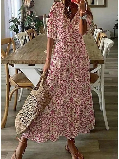 Elara™ – Relaxed Print Midi Dress