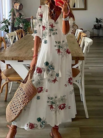 Elara™ – Relaxed Print Midi Dress