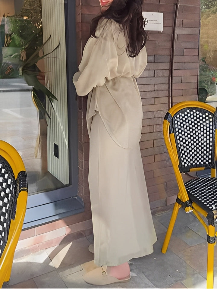 Calviera™ Long-Sleeved Tie-Drawstring Dress